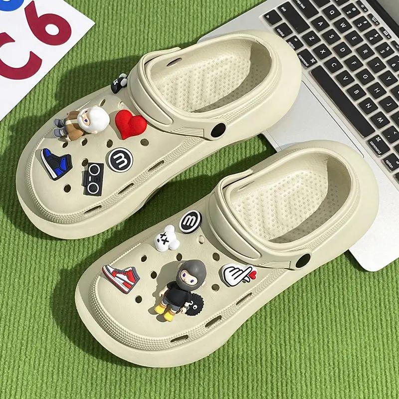 Fashion Man Sandals Beach Summer 2024 Shoes For Men Hole 39 V Number 41 Non-slip Cheap Clearance Korean Style Wholesale Casual Big Size