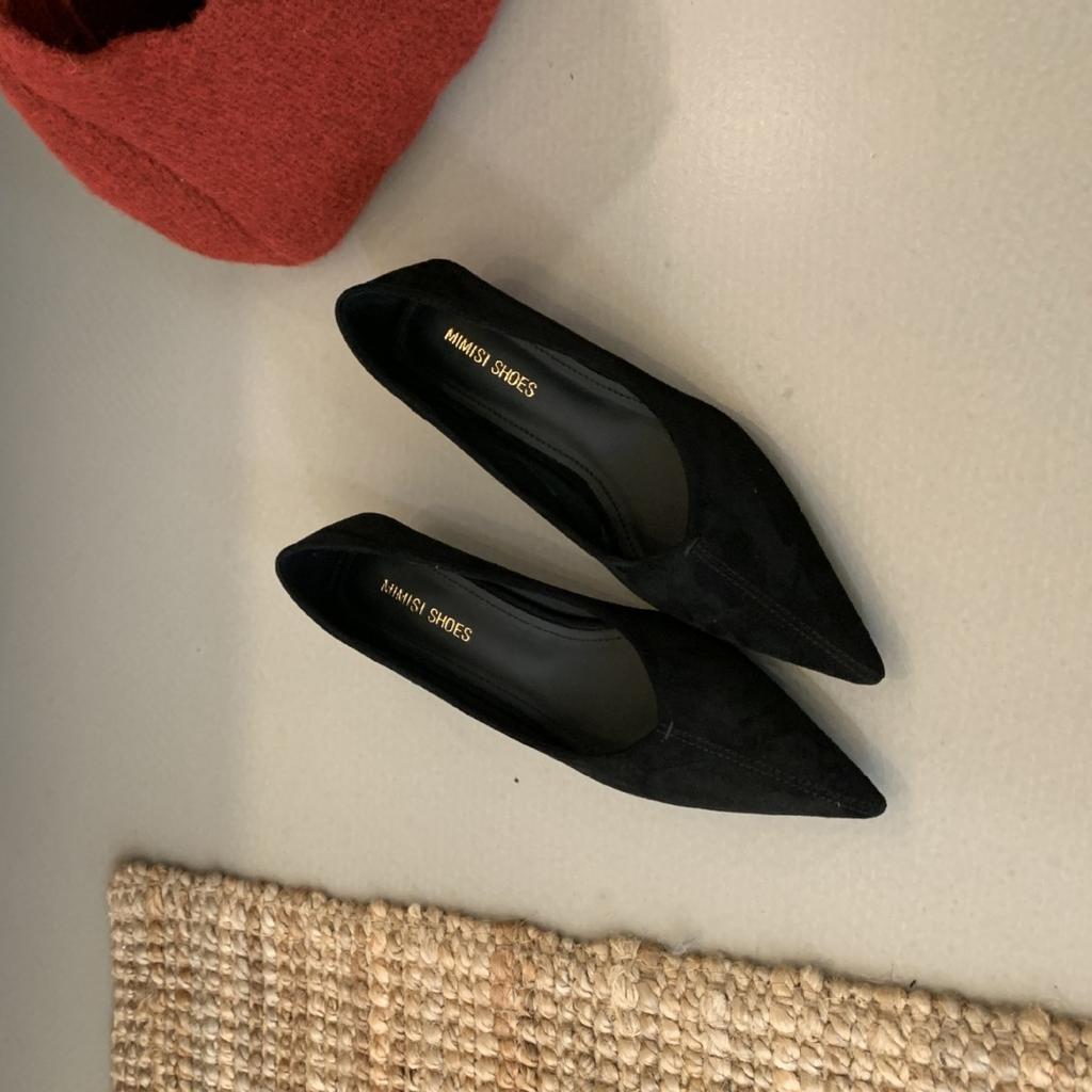 2025 New Autumn and Winter Pointed Suede Light Mouth Thick Heel Versatile Commuter Work Fashion Women's Single Shoes