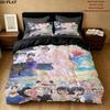 Summer Time Pattern Bedding Quilt Set Quilt Cover Pillowcase Home Birthday Gift(1 * Duvet Cover + 2 * Pillowcase, Without Core)