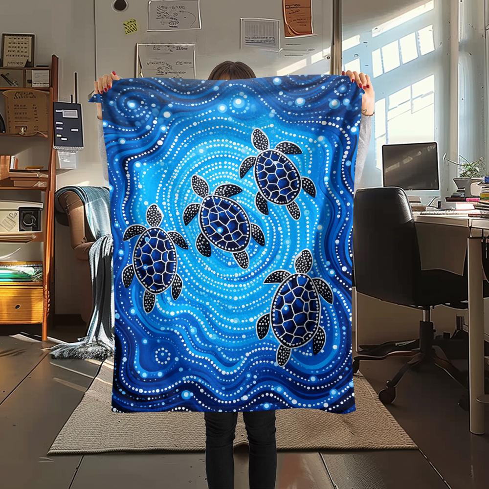 

1Pc Aboriginal Painting Print Flannel Blanket, High quality Comfortable for All Seasons, Home Decor, Warmth and Comfort, Perfect for Christmas Gifts 80cm x 120cm