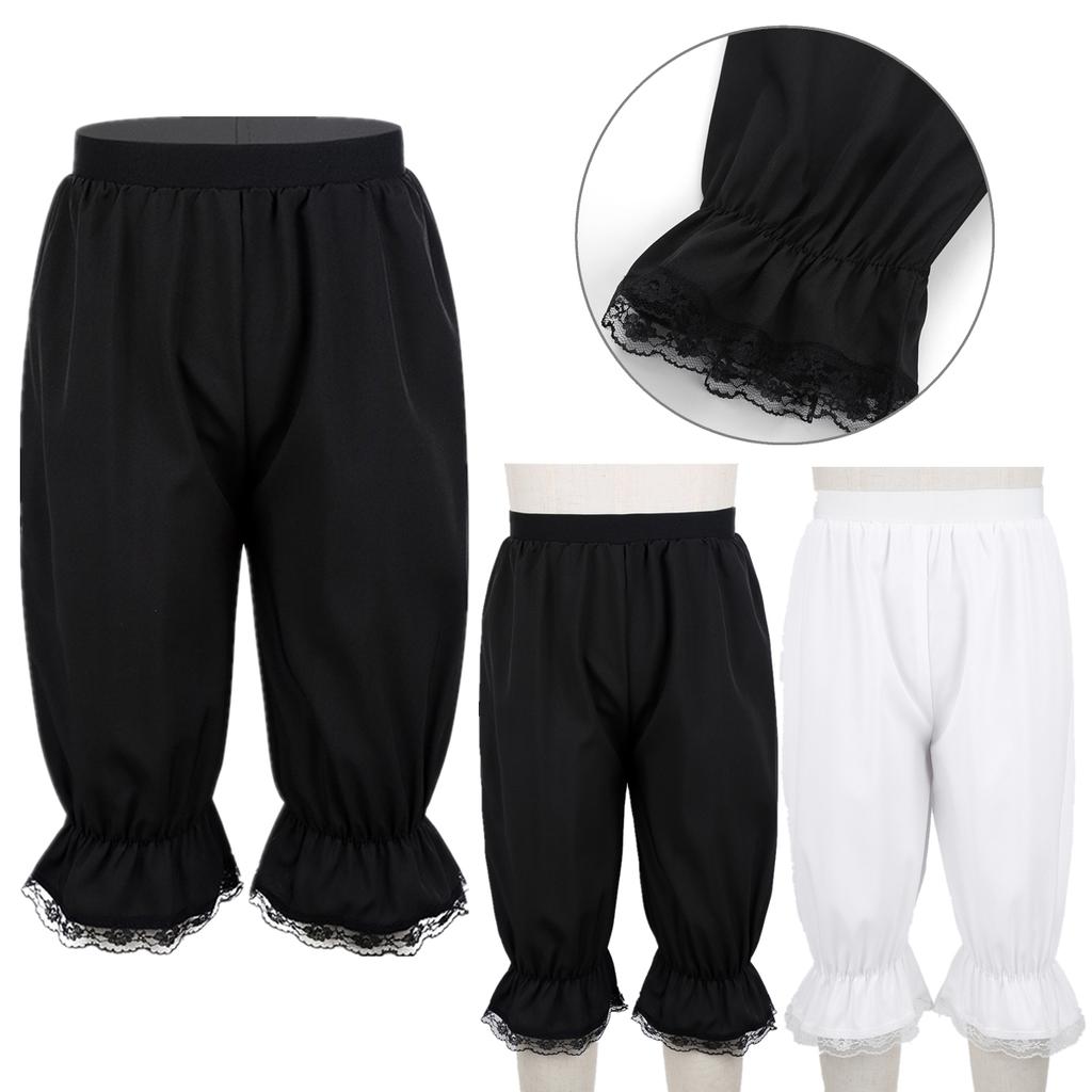 Viktorianische Hose für Kinder, Mädchen, Cosplay-Kostüm, einfarbig, lockerer Spitzenbesatz, Tanzhose