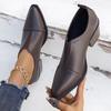 Western Style Elastic Single Shoes, British Style Pointed Toe, Thick Heel, Large Size Chelsea Small Leather Shoes for Women, 2025