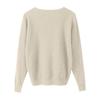 Women's Fashion V-Neck Button-Front Long-Sleeved Knit Top Solid Colour Loose-Fit Blouse