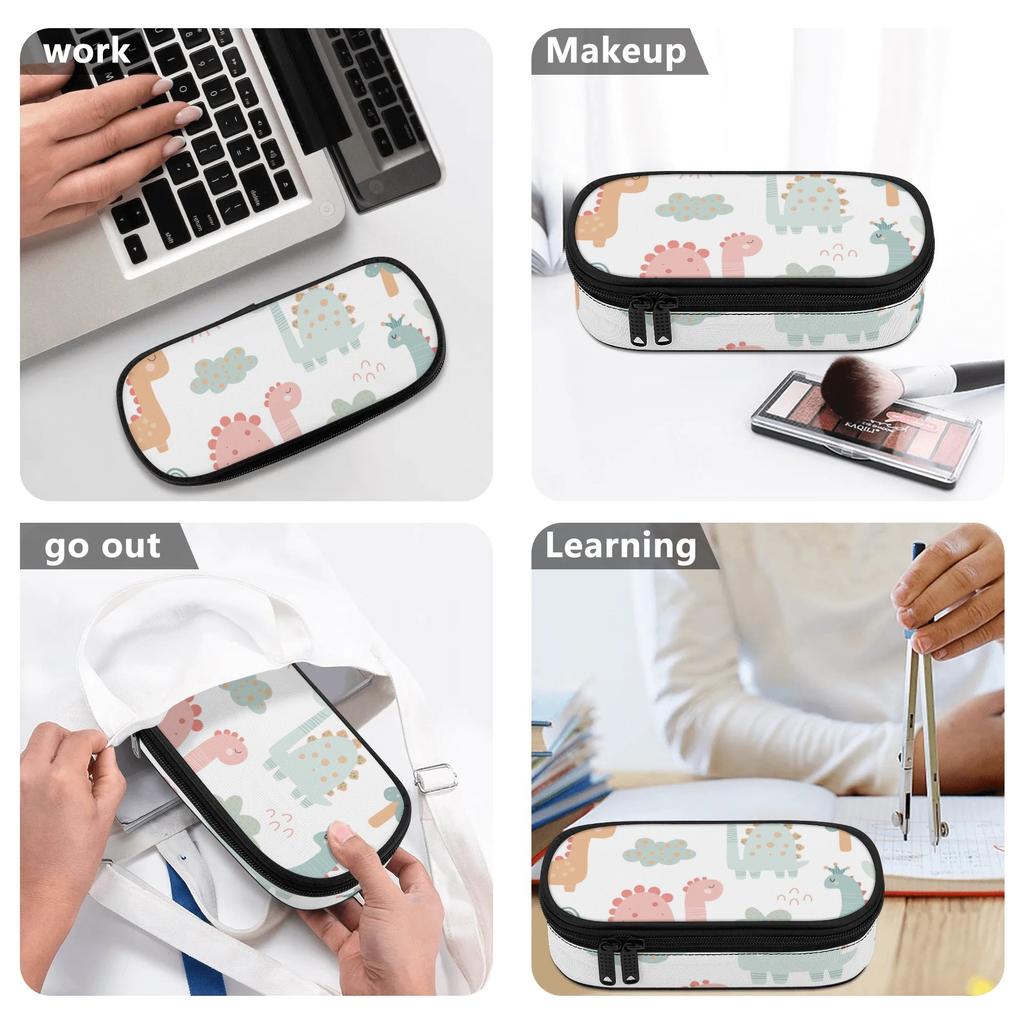 Pen Case Neat Design 300D Polyester Zipper Closure with Removable Pen Slot Divider Mesh Pocket and Main Storage for Classroom Use