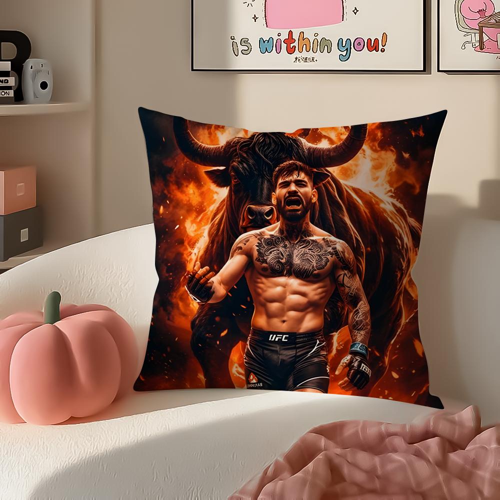 UFC Fighter Star KKhamzat Chimaev Cushion Cover Pillowcase Short Plush Invisible Zipper Room Sofa Cushion Cover