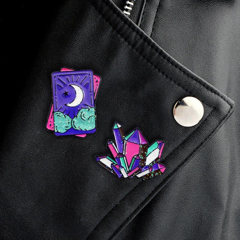 Premium Quality Enamel Brooch Featuring Witch Tools Skull Cat For Halloween