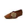 Retro Nische Blume Quadratkopfschuhe Damen Sommer und Herbst flache weichsohlige handgefertigte Schuhe Kinder