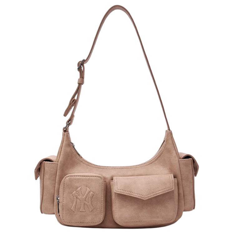 MLB Multi-Pocket Casual Work Style Polyester Shoulder Bag Regular Women bags Pink 3ABQBV25N-50PKS Pink