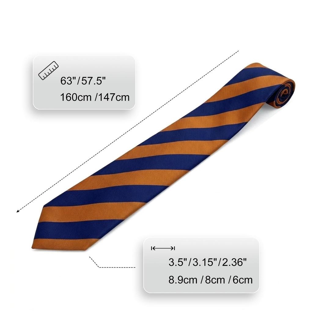 SHLAX&WING Silk Tie for Men, Striped, Blue and Yellow, Standard Size 147cm