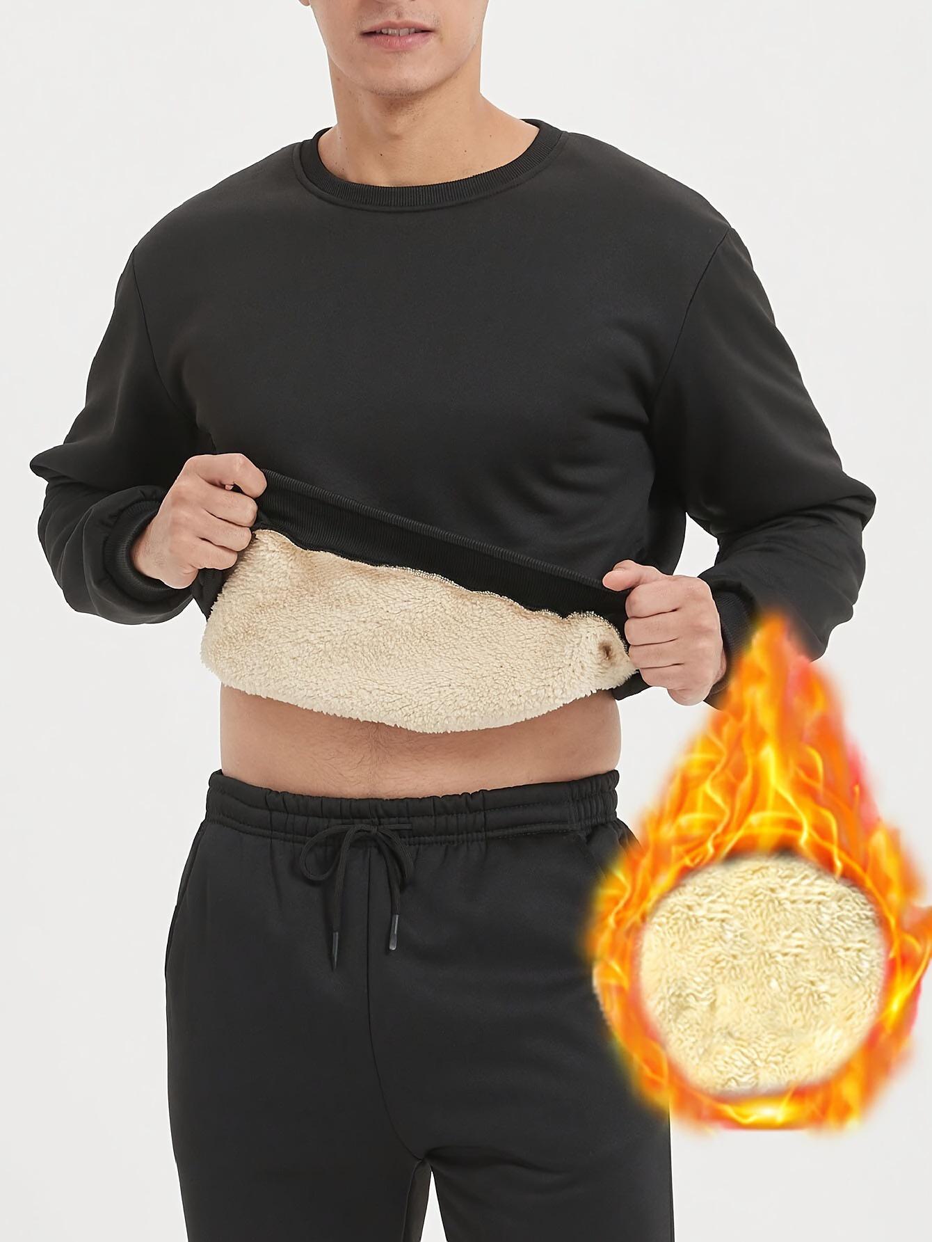 

2024 Men s Casual Winter Velvet Thickened Round Neck Long Sleeve Sweatshirt. XL чёрный