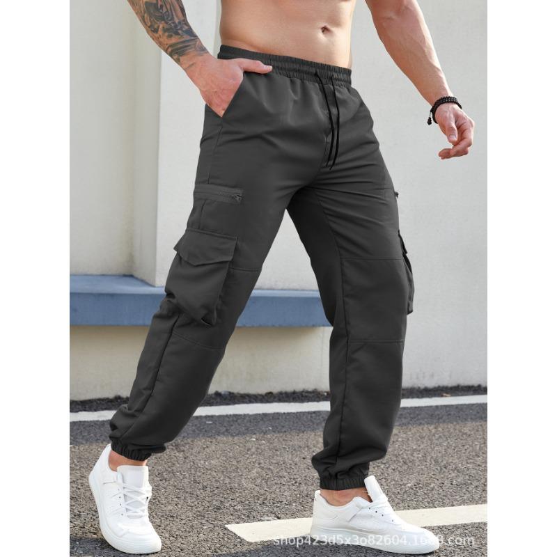 Men s Khaki Cargo Jogger Pants With Zipper Pockets S чёрный