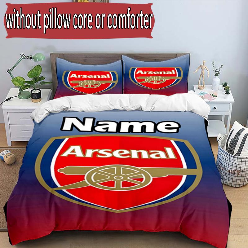 3pcs Duvet Cover Set (1*Duvet Cover + 2*Pillowcase, Without Core), Custom Name football team F.C Pattern Bedding Set, Home Bedroom Decor Gift