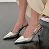 New Women's Sandals Pointed Toe Slingbacks Gold High Heels Dress Shoes Silver Pumps  Summer Wedding Shoe  Mujer