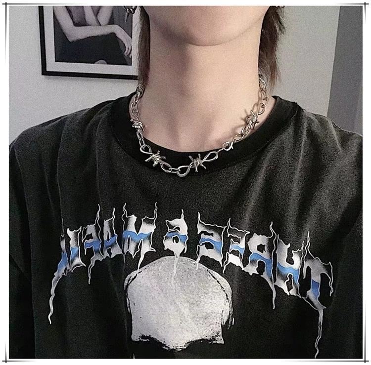 Minimalist Punk Choker Necklace & Bracelet Edgy Streetwear Hip Hop Jewelry for Women Men Gothic Chain Collarbone Gift