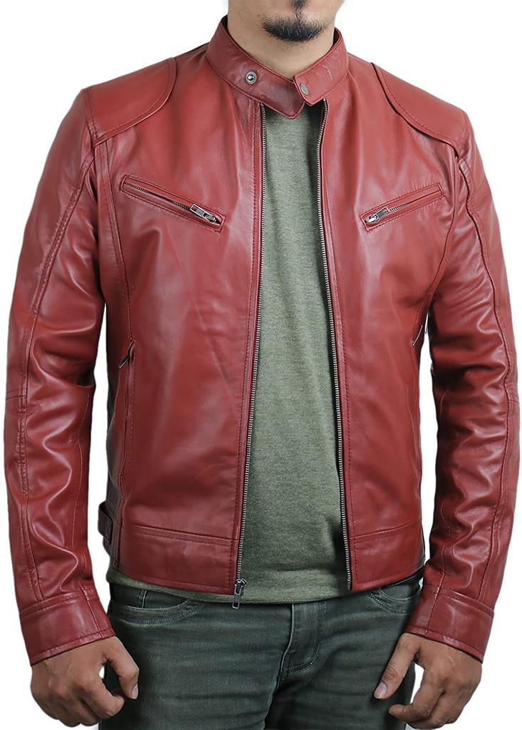 European and American men's leather jacket male teen stand-up collar punk men's locomotive leather jacket