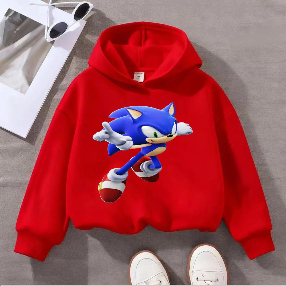 Boys Girls Sonic The Hedgehog Kids Sweatshirt Print Long Sleeve Casual Pullover Children's Cartoon Top