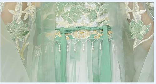 [Hosaku Co., Ltd.] Ancient Hanfu, Classical Beauty, Elegant Chinese Imperial Court Costume, Cosplay Set, Tang Dynasty Haori and Long Skirt Set (Green,