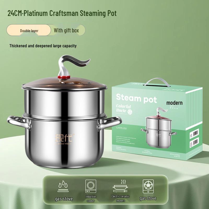 "Stainless Steel Multi-Layer Household Soup Steamer"