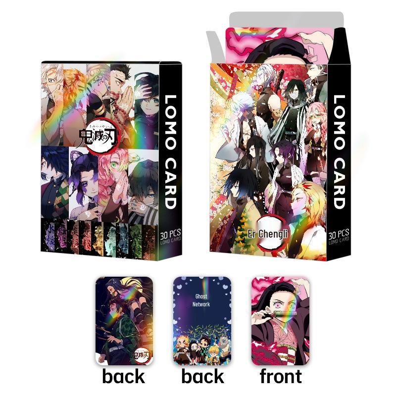Demon Slayer Double-Sided Laser Flash Cards - 30 Boxed LOMO Anime Cards