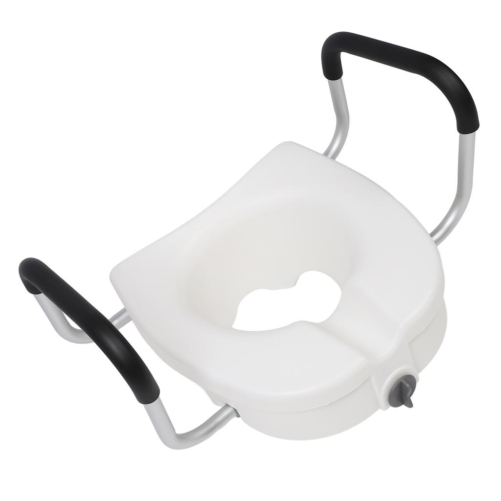 Toilet Seat Riser with Adjustable Removable Padded Arms and Fixed Lock High Load Bearing Raised
