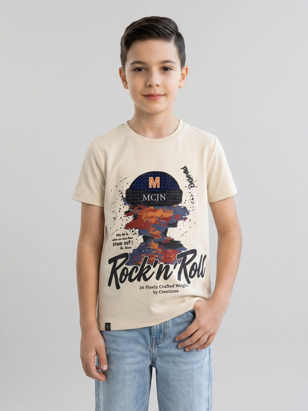 Monte Carlo Boy Regular Fit Cream Tshirt 4-5 Years