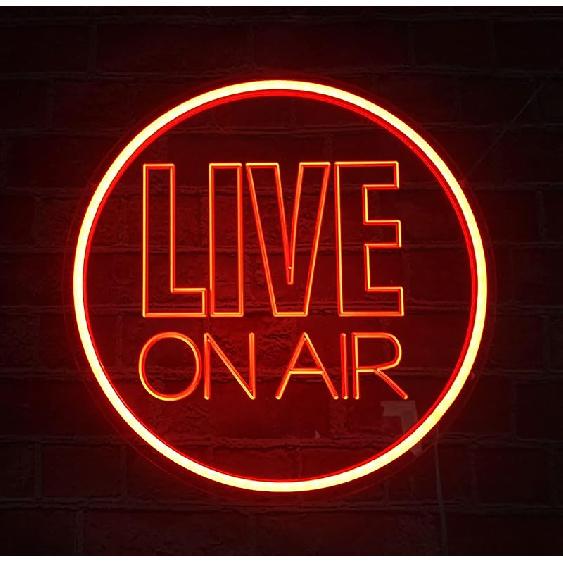 Neon Live On Air Light Sign, USB Powered On Air Led Light Up Sign, Dimmable Wall Décor Round On Air Streaming Neon Sign for Streamer, Gamer, Game