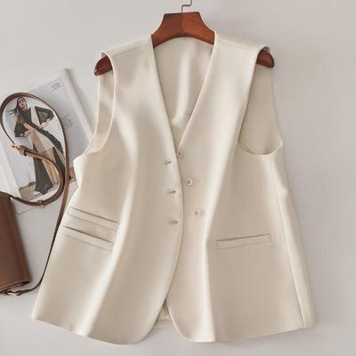 Fashionable Women's Suit Vest, Sleeveless V-Neck Cardigan Jacket for Spring and Autumn