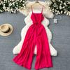 Holiday Wear Chic Summer New Design Sense Lace-up Waist-Controlled Youthful-Looking Loose Wide Leg Leisure Suspender Jumpsuit