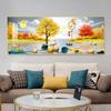 Chinese Golden Deer Rich Tree Canvas Painting Wall Art FengShui Mountain Landscape Stone Posters and Prints Living Room No Frame