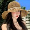 Cappello da sole estivo da donna in paglia, pieghevole, traspirante, con tesa larga, per viaggi e vacanze