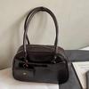 Women Vintage Underarm Bag Large Capacity Bowling Bag Soft PU Leather Shoulder Bag Handbag Internal Zipper And Polyester Lining