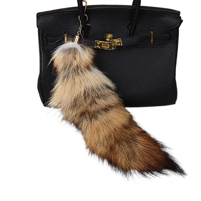 Charm Handbag Accessories Lovely Keyring Fashion Fluffy Jewelry Gift Fox Tail Fur Keychain Long Pendant 40cm