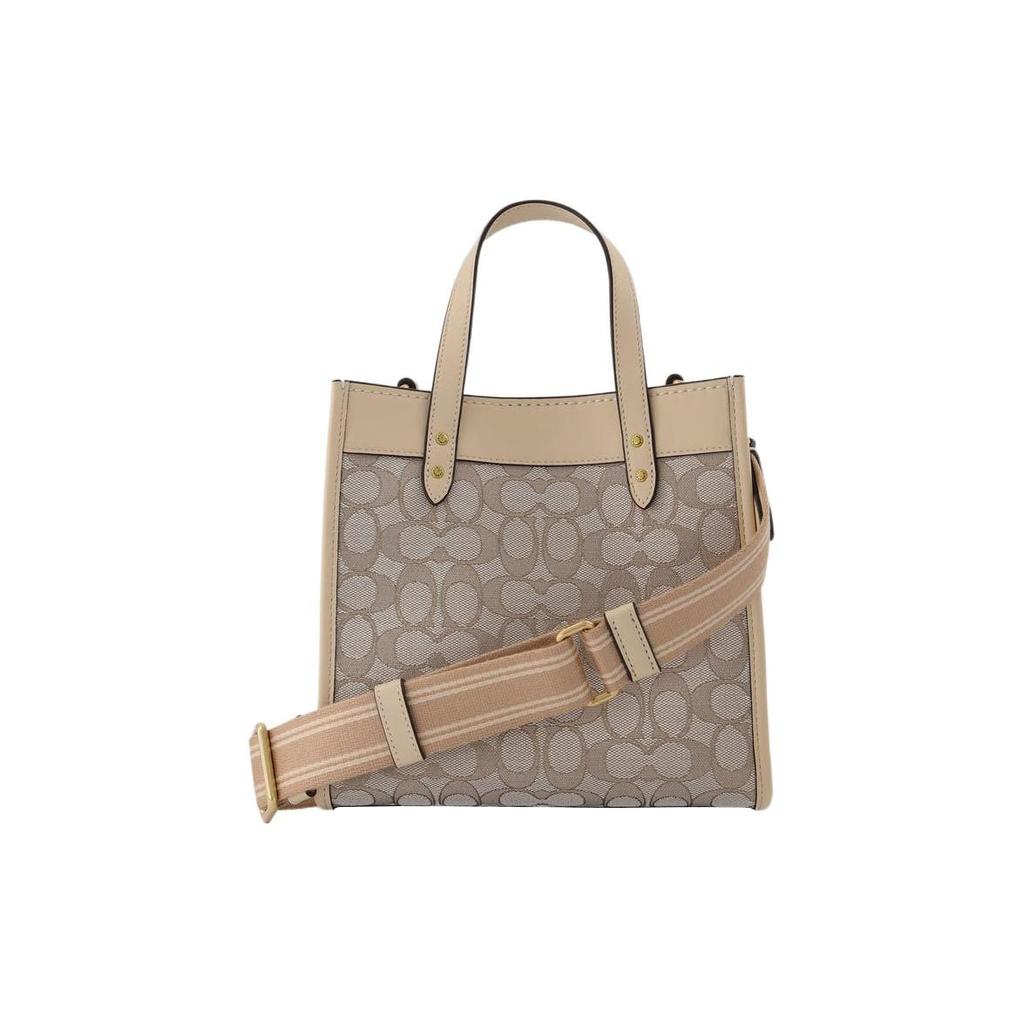 COACH Field Fabric With Cow Leather Tote Bag, Shopping Bag, Portable Crossbody Bag, Shoulder Bag Small Women's Khaki CD680-B4SHG