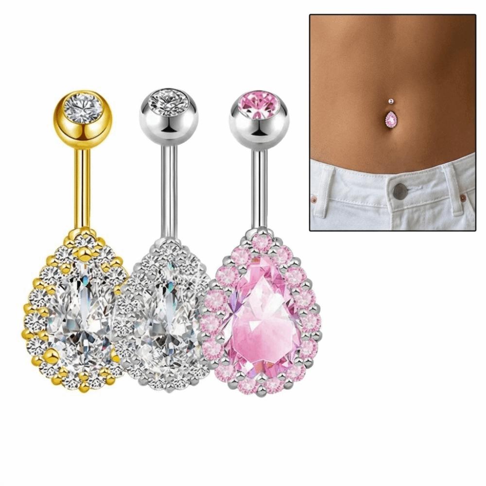 Colorful Zircon Navel Ring Rhinestone Body Piercing Jewelry Fashion Belly Button Ring Girl