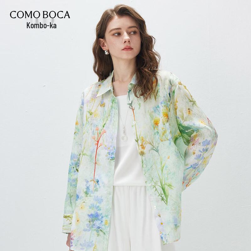 Women s Botanical Print Ramie Long-Sleeve Shirt XL