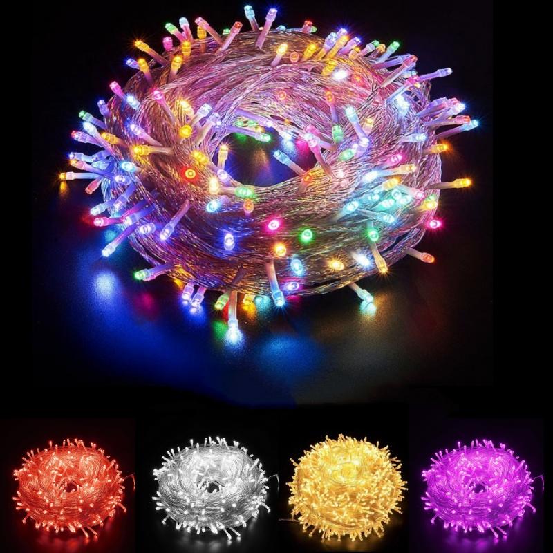 

10M 100LEDs LED String Light AC 220V 110V Festoon Lamps Waterproof Outdoor Garland Party Holiday Christmas Wedding Decoration 10M US Plug зелений
