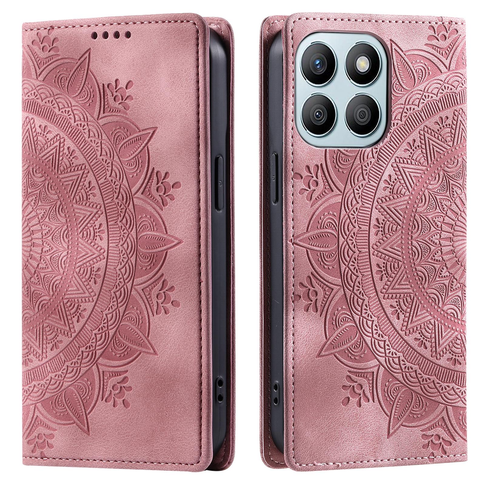 

Style 010 For Honor X6b 4G Case Mandala Pattern Magnetic Closing Leather Phone Cover Rose Gold