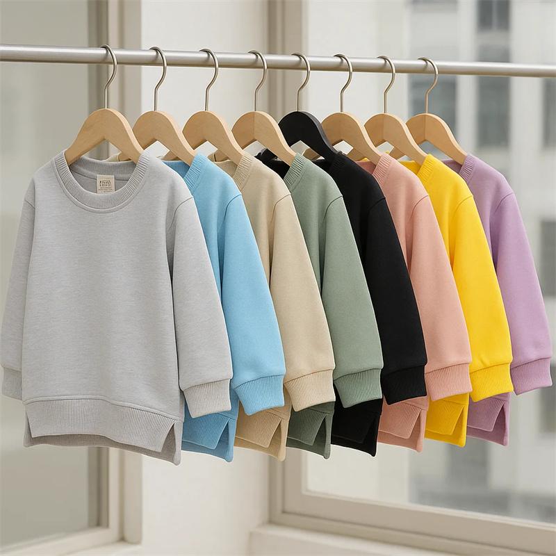 2026 Winter Autumn Hoodies Pullovers Kids Boys Girls Clothes Korean Baby Thicken Fleece Sweatshirt Children's Clothing 6M-7T