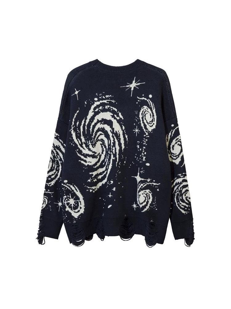 Winter Retro Abstract Loose Knit Pullover Sweater