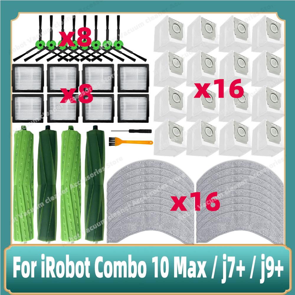 Compatible for iRobot Combo 10 Max /  J7+ / J9+ Main Side Brush Hepa Filter Mop Cloth Dust Bag Accessories Parts