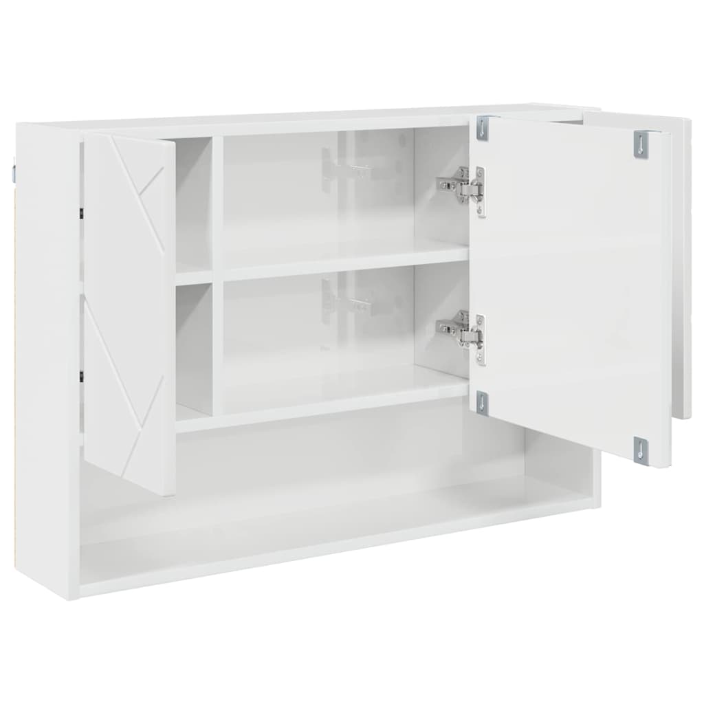 Bathroom Furniture Set 3 pcs High Gloss White Plywood and Metal