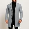 2024 Men's Solid Color Single-Breasted Wool Trench Coat