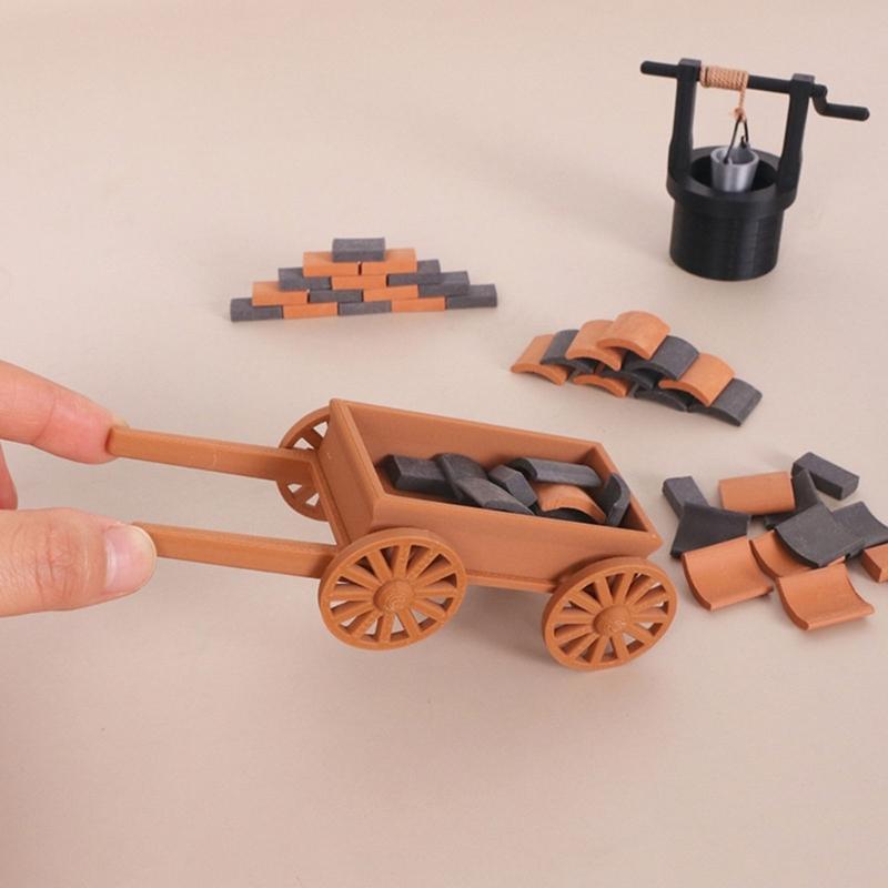 Mini Plastic Farm Wagon Toy For Dollhouses Accessories And Outdoor Garden Decors With 2 Color Option