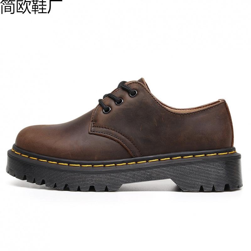 Martin boots first layer 1 low-top small leather shoes women's leather Crazy Horse brown large size short boots round head men's break