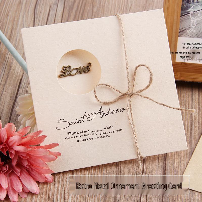 Creative Retro Metal Folding Greeting Cards for Birthdays, Christmas, and DIY Messages