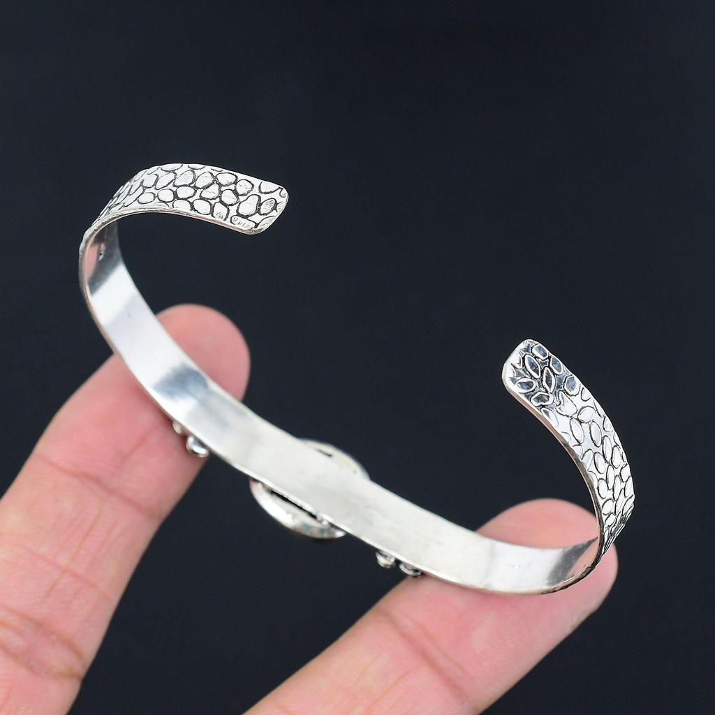 Friendship Day Deal Oval Pink Opal Stone Wife Bangle Jewelry 925 Sterling Silver