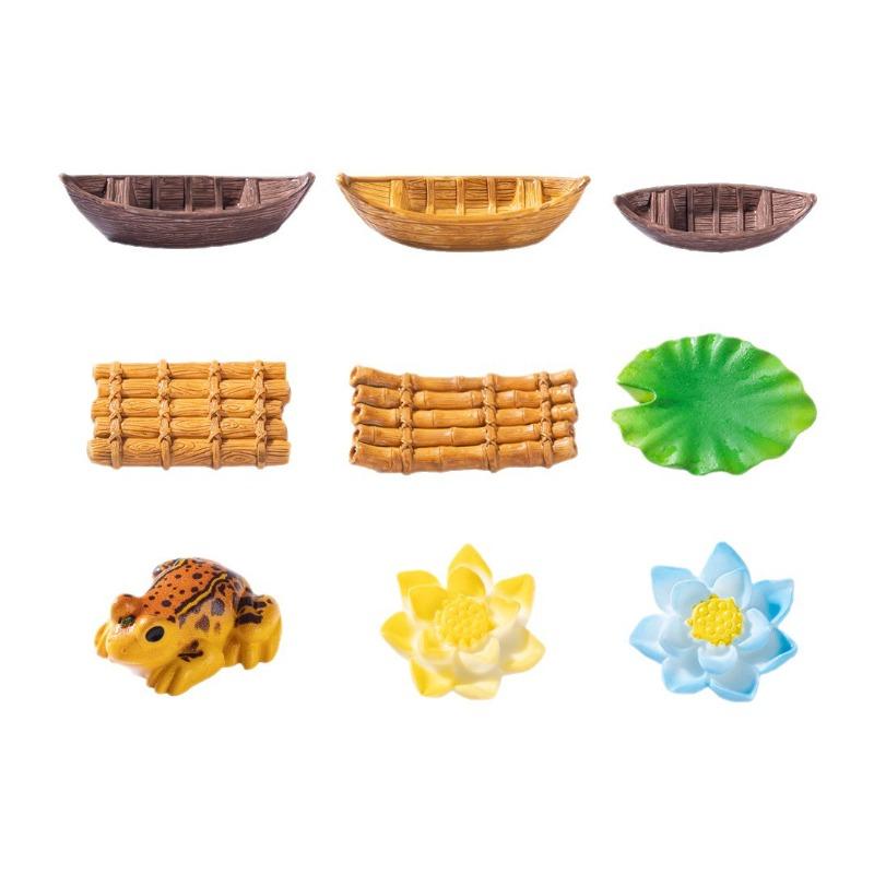 Plută de Bambus Plutitoare, Frunză de Lotus, Acvariu Micro-peisaj, Acvariu, Decor Peisagistic, Accesorii, Ornamente Miniaturale