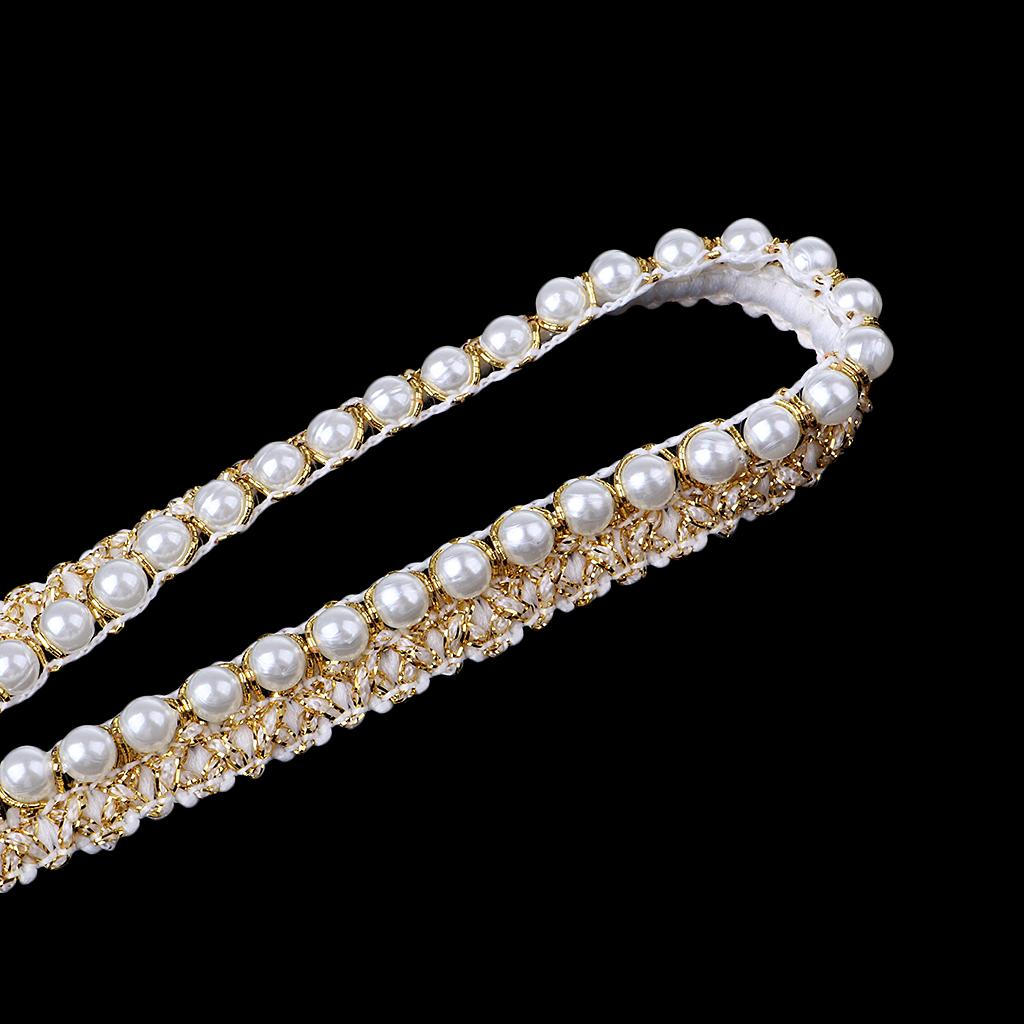 1 Yard 0.59 inch Artificial Pearl Fringe Ribbon Embroidered Applique Sewing Crafts