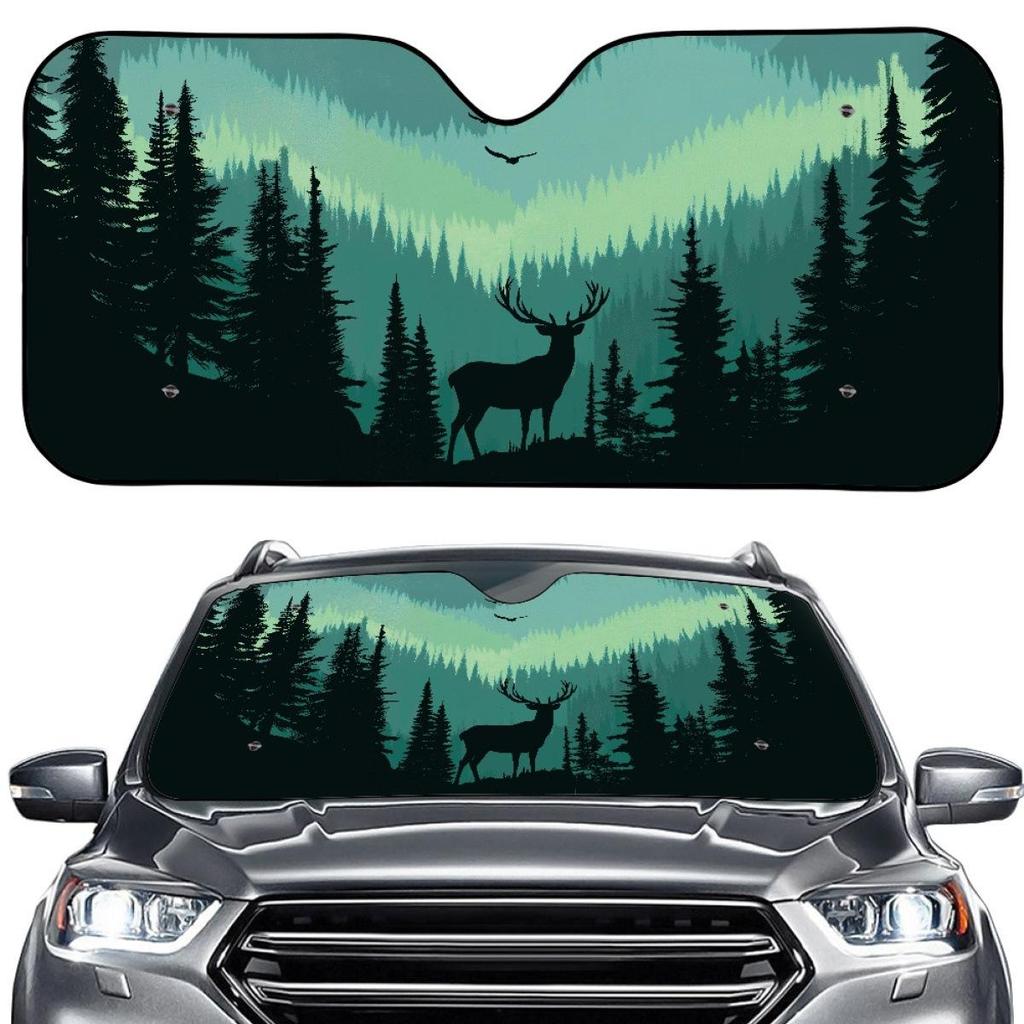 Car Sunshade with Outdoor Camping Design - Customizable Front Windshield Cover