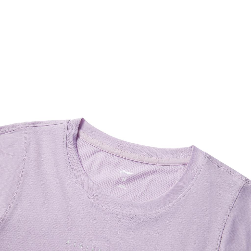 Li Ning Fitness Series Solid Color Round Neck Ice Silk Quick Dry Cool Comfortable Breathable Versatile Short Sleeve T-Shirt Women T-Shirts ATSV278-4